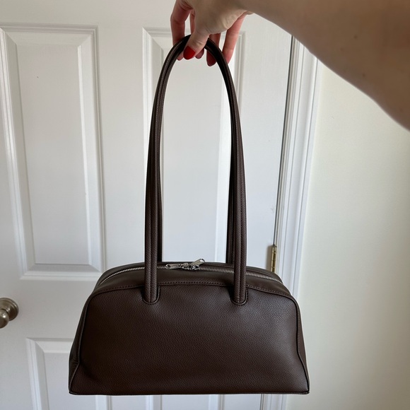 BAGGU Brown Recycled Leather Bowler Bag - Picture 6 of 13